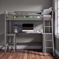 thumbnail image 2 of Tcbosik Twin Size Loft Bed with Writing Desk and Open Shelves, Wood Bed Frame with Ladder and Guardrail, No Box Spring Needed, Gray, 2 of 10