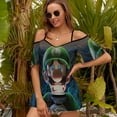 thumbnail image 5 of Luigi's Mansion Women's Cold Shoulder Tops T Shirts Chiffon Summer Off Shoulder Dress Short Sleeve Shirt M, 5 of 6