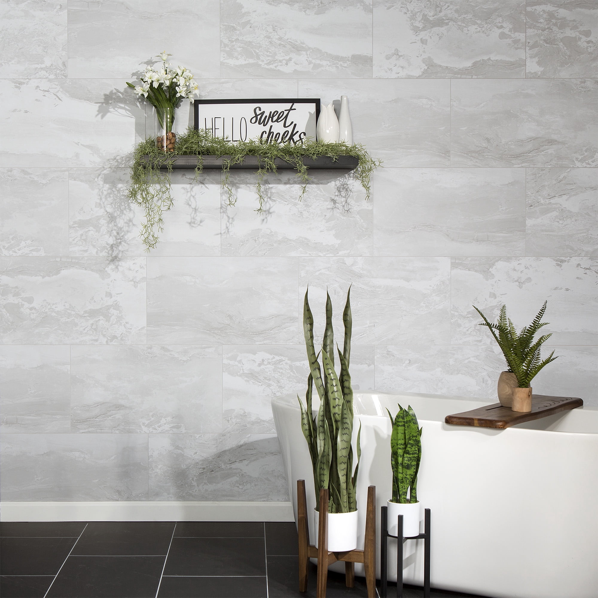 Palisade 25.6in x 14.8in Vinyl Wall Tile in Iced Pewter