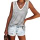 thumbnail image 3 of Guardurnaity Camiseta sin mangas con cuello en V para mujer Camiseta sin mangas de color informal Camiseta sin mangas con bloque Prendas para la parte del cuerpo raya blanca L, 3 of 6