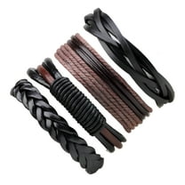 DESIGNICE 1set of 4Pcs Men Boys Leather Bracelet Woven Bangles Vintage Male Birthday Gift Jewelry Wristband