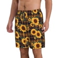 thumbnail image 2 of Fotbe Brown Blue Plaid Sunflower Trajes de Baño Estampados para Hombre, Shorts de Verano de Secado Rápido, Ropa de Playa, Bañadores-X-Large, 2 of 6
