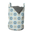 thumbnail image 1 of Moroccan Laundry Bag, Style Traditional Star Shape Motifs Repetition, Hamper Basket with Handles Drawstring Closure for Laundromats, 13" x 19", Deep Sky Blue Ecru, by Ambesonne, 1 of 4