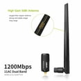 thumbnail image 2 of Dual Band 2.4/5Ghz 1200Mbps Wireless WiFi Network USB Adapter w/Antenna 802.11AC, 2 of 5