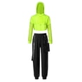 thumbnail image 3 of Yruioon Kids Girls 3Pcs Modern Hip Hop Jazz Dance Costume Hoodie with Vest and Pants Set Sportswear Fluorescent Green 16, 3 of 7