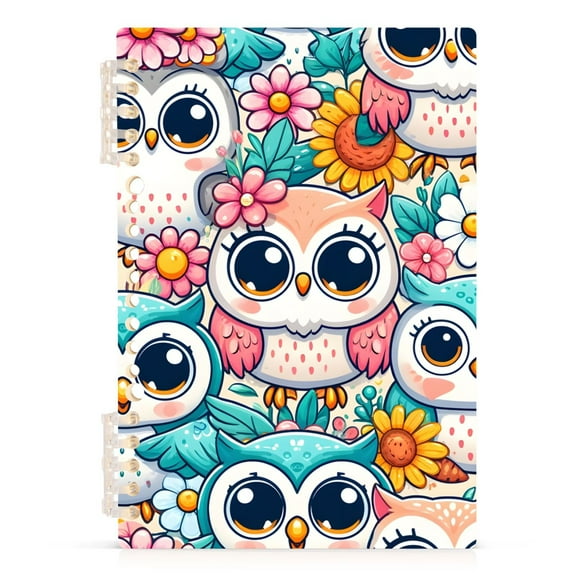 Cute Owl and Floral Spiral Journal Notebook College Ruled Notebook 8.3" x 5.7" A5 Lined Thick Paper Page