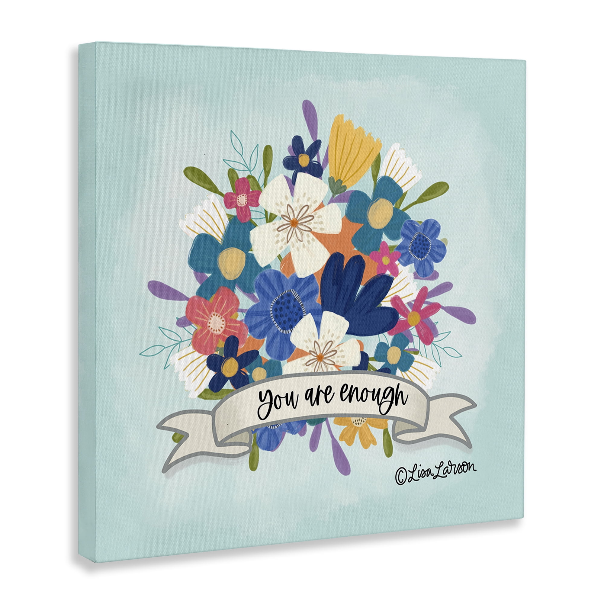 Stupell Industries Floral You Are Enough Plants & Flowers Painting Wrapped Canvas Art Print Wall Art, 30 x 30