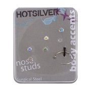 Lead Crystal Nose Stud Value Pack, Pastels