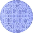 thumbnail image 1 of Ahgly Company Machine Washable Indoor Round Abstract Blue Modern Area Rugs, 3' Round, 1 of 4