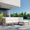 thumbnail image 2 of Lounge Sectional Sofa Set, Grey Gray Natural, Teak Wood, Outdoor Patio Balcony Cafe Bistro Garden Hospitality Restaurant, Modern Contemporary HB34455, 2 of 14