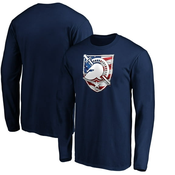 Men's Navy Army Black Knights Banner Wave Long Sleeve T-Shirt