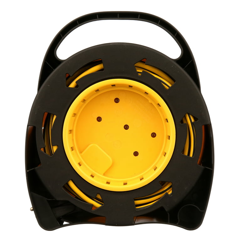 Designers Edge E231 16/3 20' Yellow/Black 4-Outlet Retractable Extension Cord Reel