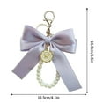 thumbnail image 3 of Lilixerw Pearl Bow Keychain Wistlet,Bowknot Keychains Wristlet,Tassel Bow-knot Keychain Bow Bag Charm Cute Car Key Ring,for Girls Women, 3 of 5