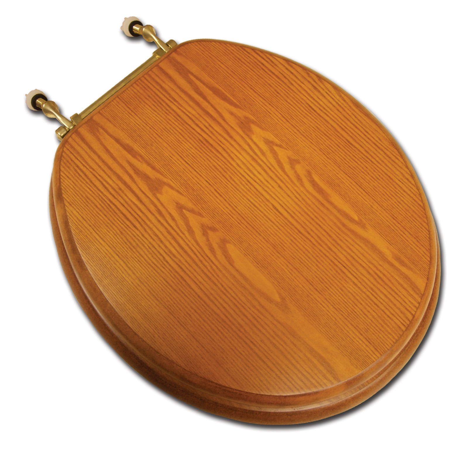 Decorative Wood Toilet Seat In Light Oak W/Brass Hinge