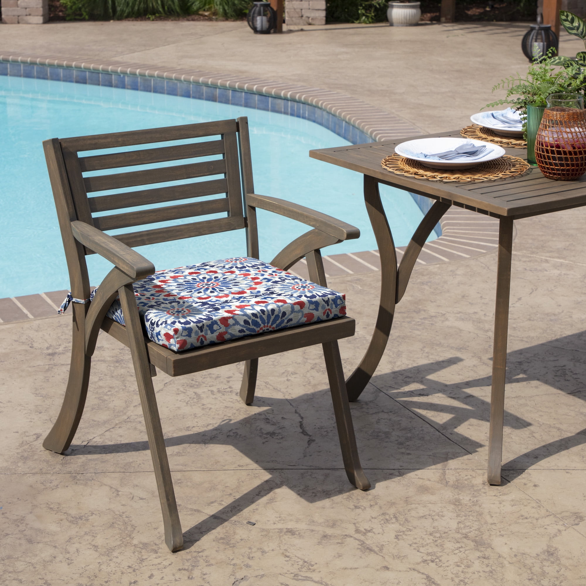 ARDEN Outdoor Seat or Rocking Chair Cushion, 19 x 18, Water Repellent, Fade Resistant, Clark Blue