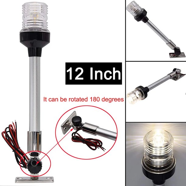Geloo 12" Aluminum Marine Navigation Anchor Lights Fold Down 360° 4000