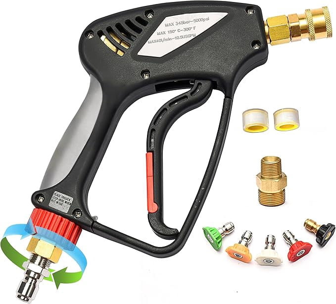 ANJIESENG Pressure Washer Pump 25.4  4400PSI 4.8GPM Water Pressure Pump for Gas Pressure Washer – 15L/min 0-300bar 1 Inch Shaft Horizontal Triplex PlungerShort Pressure Washer Gun with 360