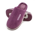 thumbnail image 2 of Fuzzy Slippers for Women Men Memory Foam Winter House Shoes, Tekcoo Slip-On Indoor Comfy Women's Slippers with Non-Slip Sole (Purple, Size 6.5-7), 2 of 11