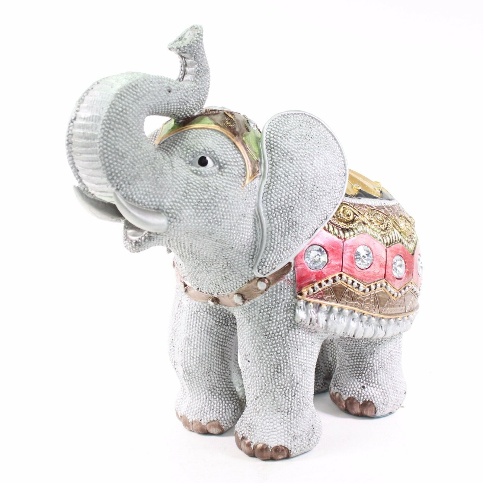 Feng Shui 6.5" Gray Elephant Trunk Statue Lucky Figurine Gift Home Decor 