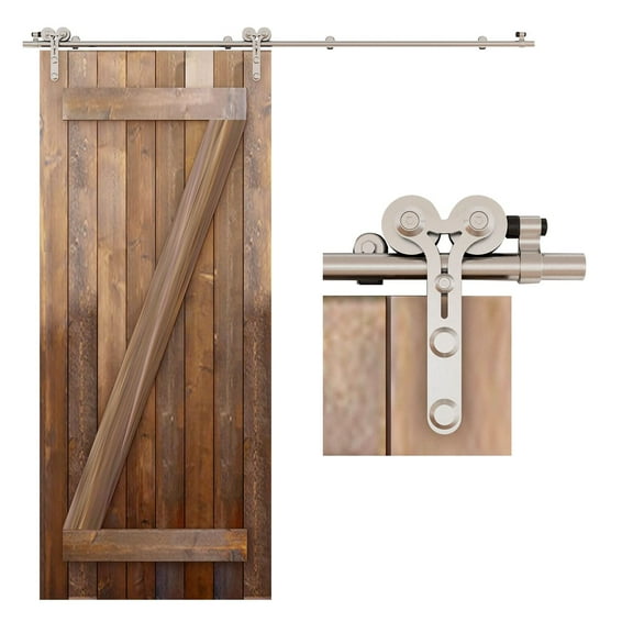 CCJH 6.6FT Sliding Barn Door Hardware Track Kit Smoothly&Quietly Y Style Black