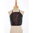 thumbnail image 3 of Doomiva Kids Girls Sequins Spaghetti Straps Crop Tank Top Sleeveless Camisole Modern Jazz Hip Hop Performance Vest Shirt C Black 100, 3 of 7