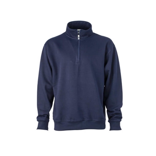 James and Nicholson - Sudadera de trabajo con media cremallera unisex (Azul Marino)