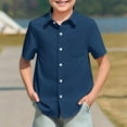 thumbnail image 6 of Girls' Button Down Shirts Navy Short Sleeve Shirt Dress Shirt Boys Formal Shirt Boys Collared Shirts Size 13-14 Years Boys Girls Fashion, 6 of 6