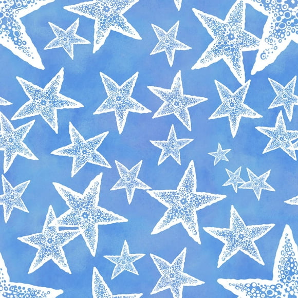 Stitch & Sparkle Surrender Collection, Sea Stars On Blue,44 Inches,SSTF019