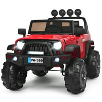 Costway 12V Kids Ride On Truck RC Car w/ LED Lights Music Trunk Red