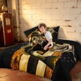 thumbnail image 4 of Manfei USA Flag Fish Queen Comforter Set, Rustic Farmhouse Comforter Sets Queen, Gold Black Brown, Black Reversible 3-Piece, 1 Comforter and 2 Pillowcases, 4 of 6
