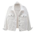 thumbnail image 2 of Women Spring And Autumn Coats Warm Solid Long Sleeve Denim Jacket Outerwear, 2 of 5