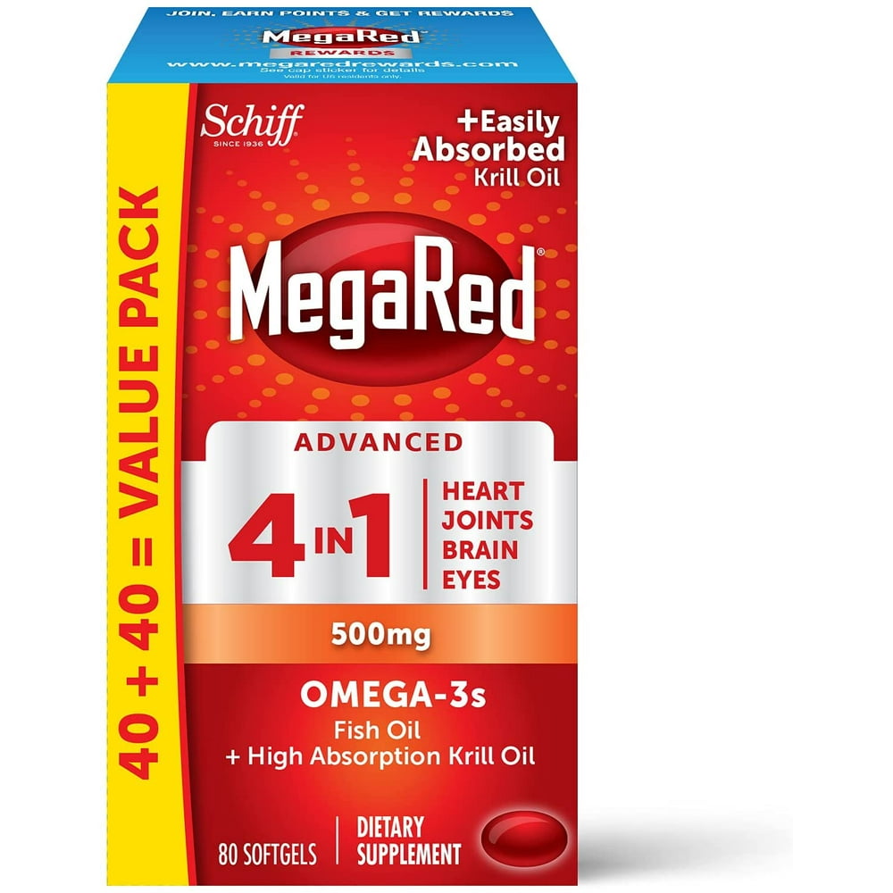 MegaRed Advanced 4in1 500mg, 80 Softgels Concentrated Omega3 Fish