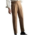 thumbnail image 5 of Dagegui Dress Pants for Men Vintage Business Suit Pant Solid Color Straight Leg Work Office Trousers with Pockets Khaki L, 5 of 5
