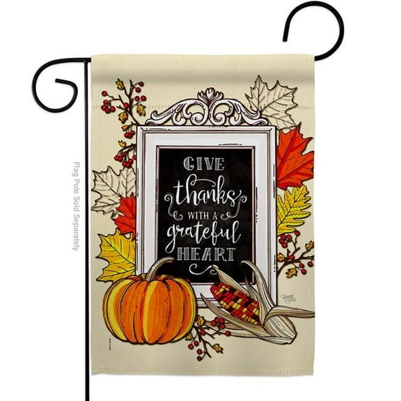Breeze Decor G163113-BO 13 x 18.5 in. Grateful Heart Garden Flag with Fall Thanksgiving Double-Sided Decorative Vertical Flags House Decoration Banner Yard Gift
