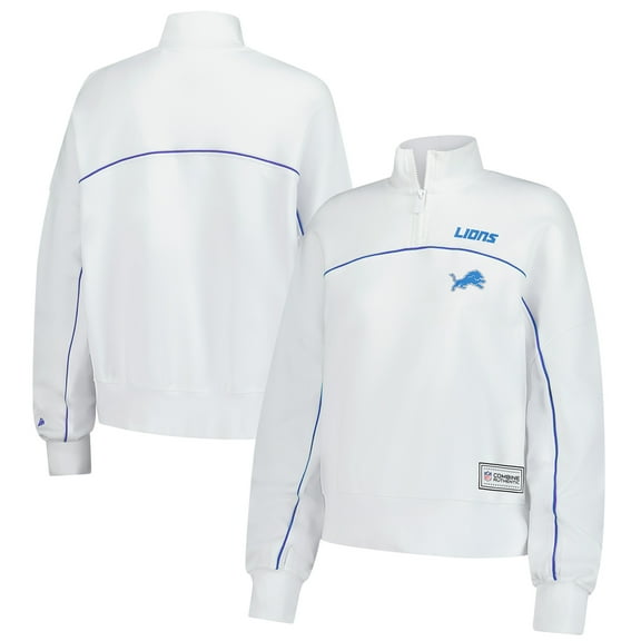 Women's New Era White Detroit Lions Functional Fandom Quarter-Zip Sweatshirt