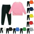 thumbnail image 3 of Mercatoo Toddler Boys Girls Sweatshirt Clothes Set Solid Cotton Long Sleeve Shirts Tops Sweatpants 2Pcs Fall Winter Outfit, 3 of 3