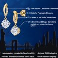 thumbnail image 2 of Gem Stone King 10K Yellow Gold White Moissanite and Lab Grown Diamond Earrings for Women | 2.05 Cttw | Gemstone Birthstone | Round 6.5MM, 2 of 7