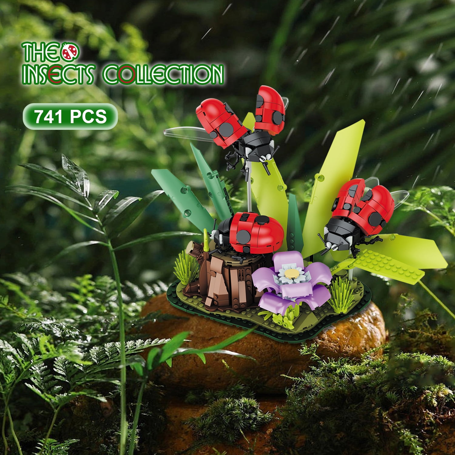 Insect Collection, Ladybug Building Set, Compatible with Lego Ideas Reptilian Animals Bugs Insect Collection Display Model, STEM Gift for Nature Lovers, 8 9 10 11 12 Boy Girl or Adult, Decor, 741PCS