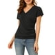 thumbnail image 5 of BLUSAS CORTAS DE MANGA EN V ENVOLVENTE PARA MUJER INSPIRE CHIC, CON DECORACIÓN DE BOTONES Y FRUNCIDO, NEGRO L, 5 of 7