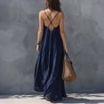 thumbnail image 5 of Sundresses for Women Summer Smocked Cami Maxi Dresses Spaghetti Strap V Neck Flowy Long Beach Vacation Dress, S, 5 of 6