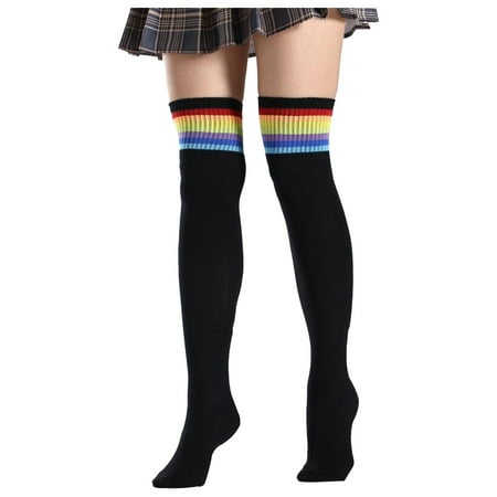 

koaiezne Socks Long Striped Socks High High Plus Knee Socks Size For Girls Women Thigh Stockings Women s Socks Socks Men Extended Size Railroad Socks Wool