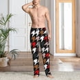 thumbnail image 5 of Uemuo Houndstooth Green Red Pattern Men's Wide Leg Palazzo Lounge Pants with Pockets Light Weight Loose Comfy Casual Pajama Pants-Medium, 5 of 9
