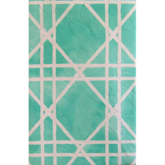 Diamond Square Cross Pattern Abstract Vinyl Flannel Back Tablecloth (Mint Green, 52" x 90" Oblong)