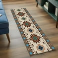 thumbnail image 4 of Runner Rugs 2x6 Ft, Boho Southwest Non Slip Area Rugs for Kitchen Bedroom Entryway, Farmhouse Aztec Tribe Brown Blue Plaid Washable Carpet Runner Rug Floor Mats for Bedroom Home Decor, 4 of 9