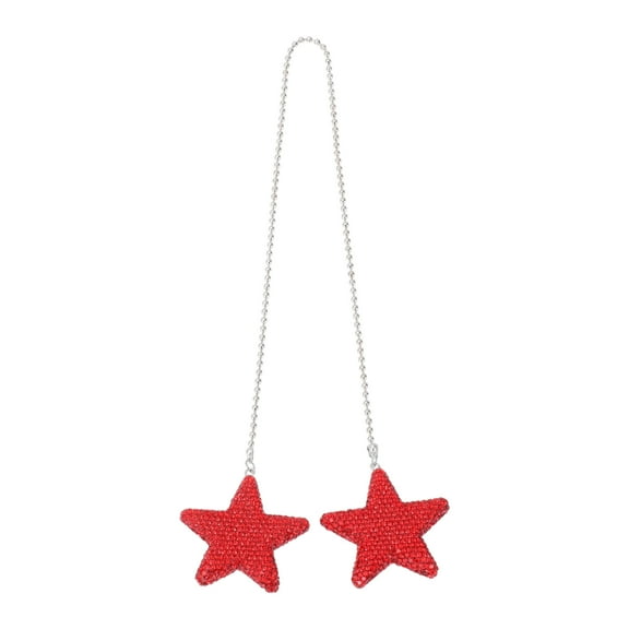 Unique Bargains 1 Pcs Rhinestones Double Star with Rhinestones Car Rear View Mirror Pendant Accessories Car Hanging Ornament Red