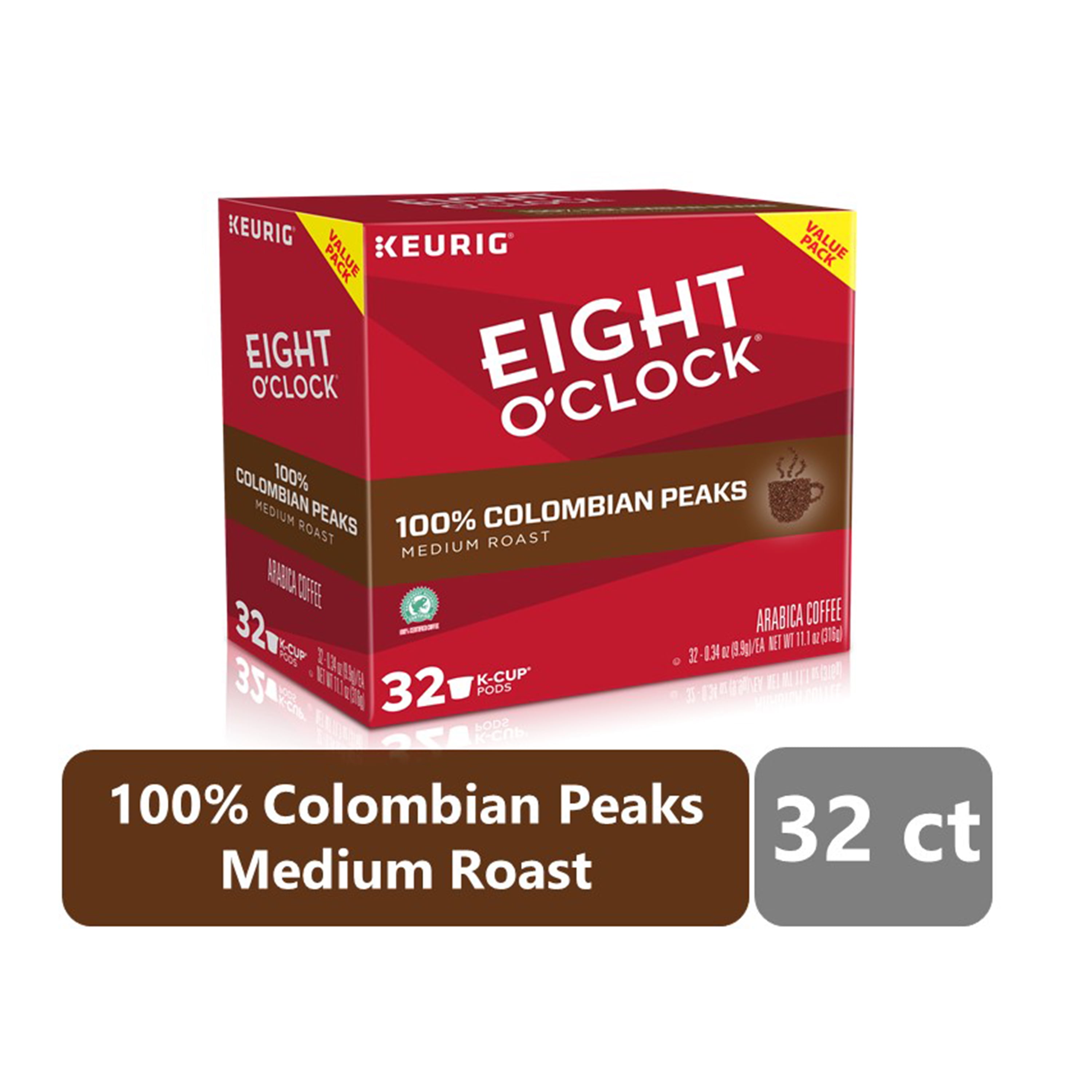 Eight O'Clock 100% Colombian Peaks Med Roast Coffee K-Cup ...