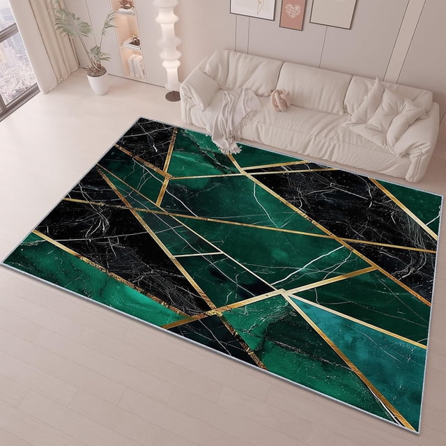 Modern 7 x 8ft Area Rug - Marble Geometry Rug for Living Room, Machine Washable Rug Soft Non Slip Non Shedding, Rugs for Teen Dorm Home Decor Print, Nursery, Playroom