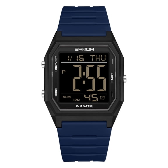 Digital Watches for Men Women Waterproof Unisex Digital Sports Watch Square Stopwatch Countdown Alarm Analog Silicone Strap Transparent Case Wristwatch
