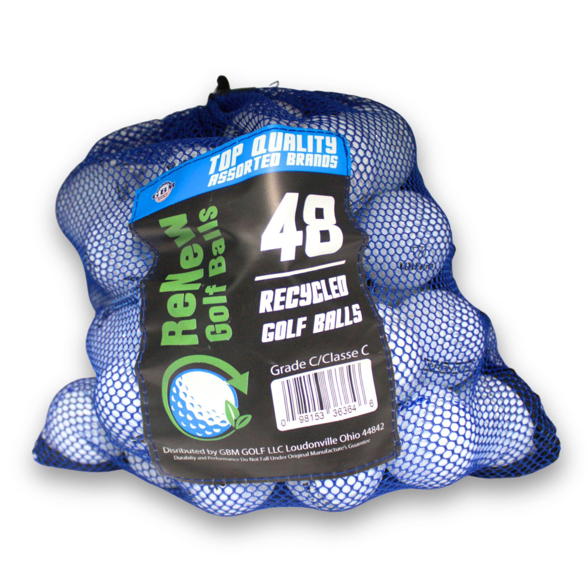 (4 pack) Mixed Brand Golf Balls – 48 Pack – Mesh Storage Bag by GBM Golf