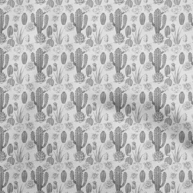 oneOone Rayon Gray Fabric Cactus Craft Projects Decor Fabric Printed By The Yard 56 Inch Wide